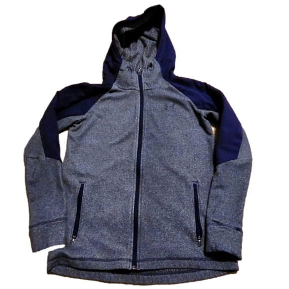 𝅺UNDER Armour Women's Cold Gear Navy Blue and Gray Zip Up Hoodie, size X-small - Picture 1 of 7